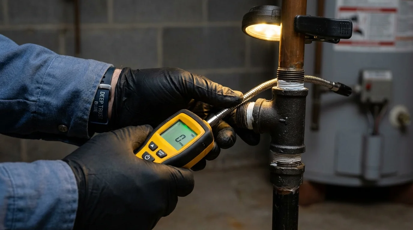 Gas leak detection with electronic sniffer by Johns Plumbing LLC in Contoocook